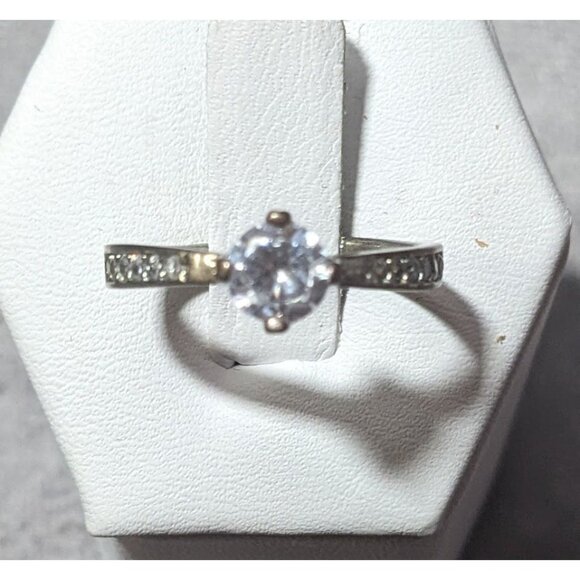 Classic Sterling Silver Gemmed Engagement Ring Size 7 1/2 - Picture 1 of 14